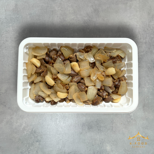 통마늘 닭똥집 & 염통 구이 (완조리) / Grilled Chicken Gizzard & Heart with Whole Garlics (Cooked)