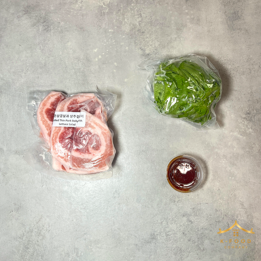 얇은 삼겹살구이와 상추 겉절이 조리법 Grilled Thin Pork Belly with Lettuce Salad Recipe
