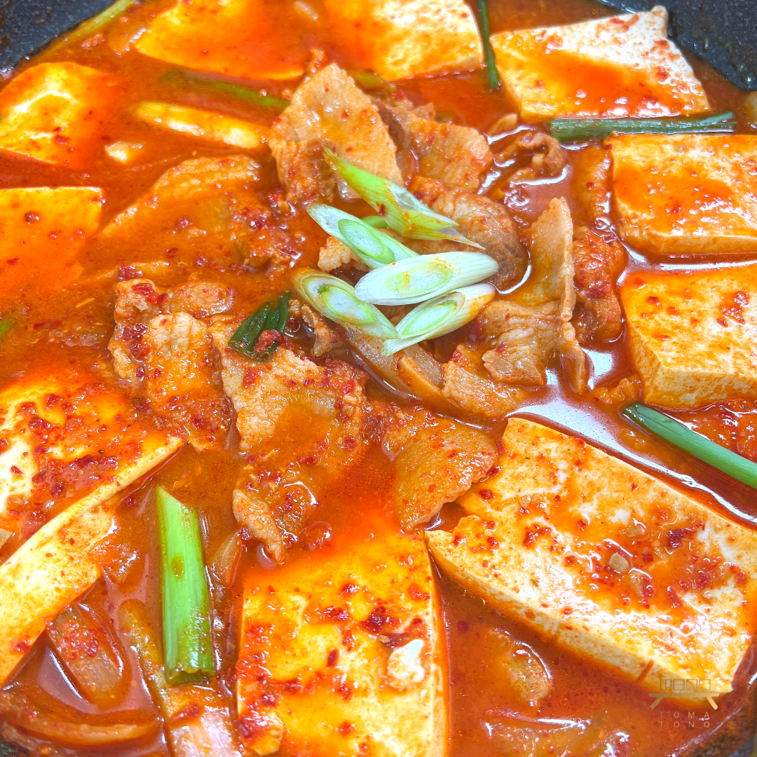 대패삼겹 두부조림 Stewed Spicy Thin Pork Belly & Tofu