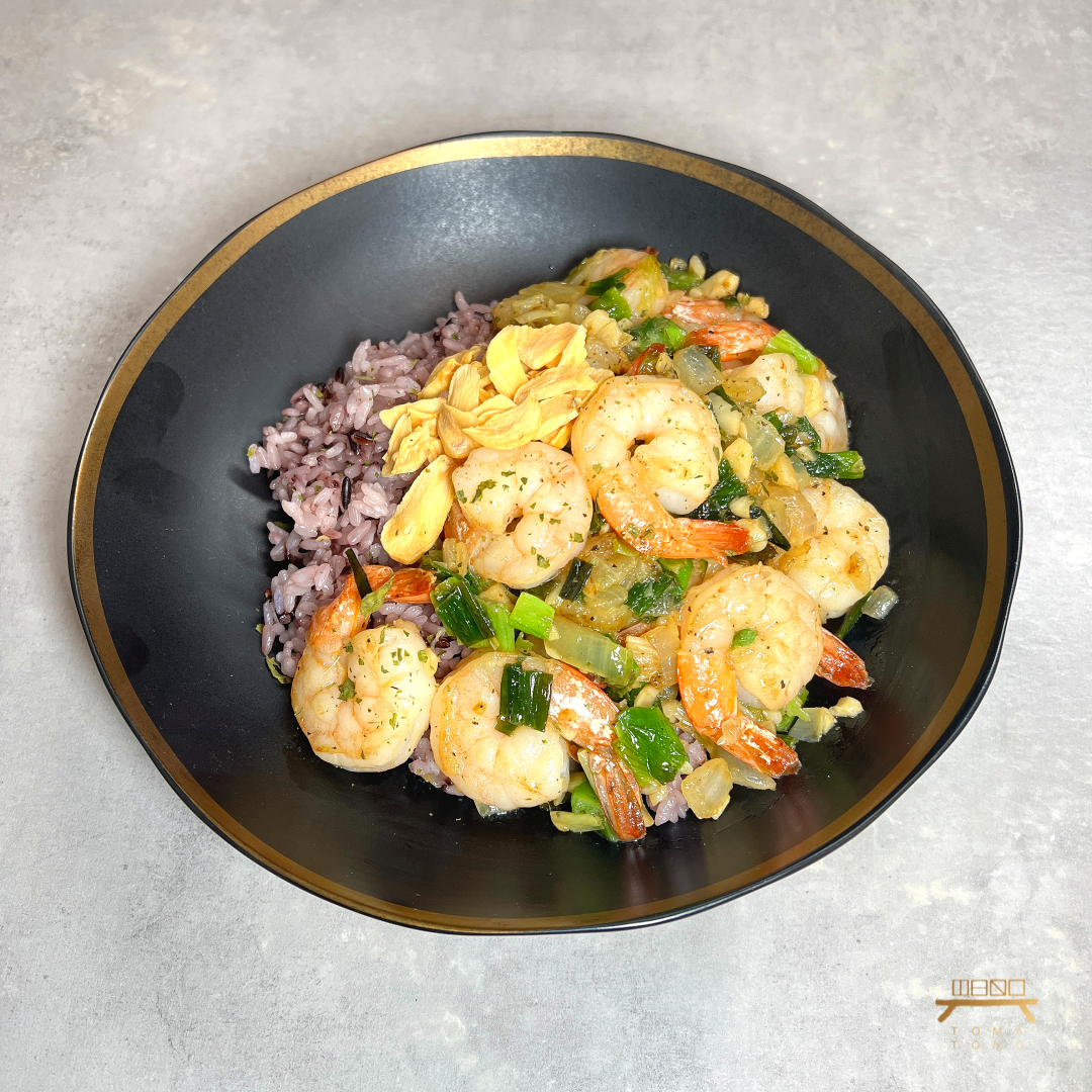 버터갈릭새우 덮밥 조리법 Butter Garlic Shrimp over Rice Recipe